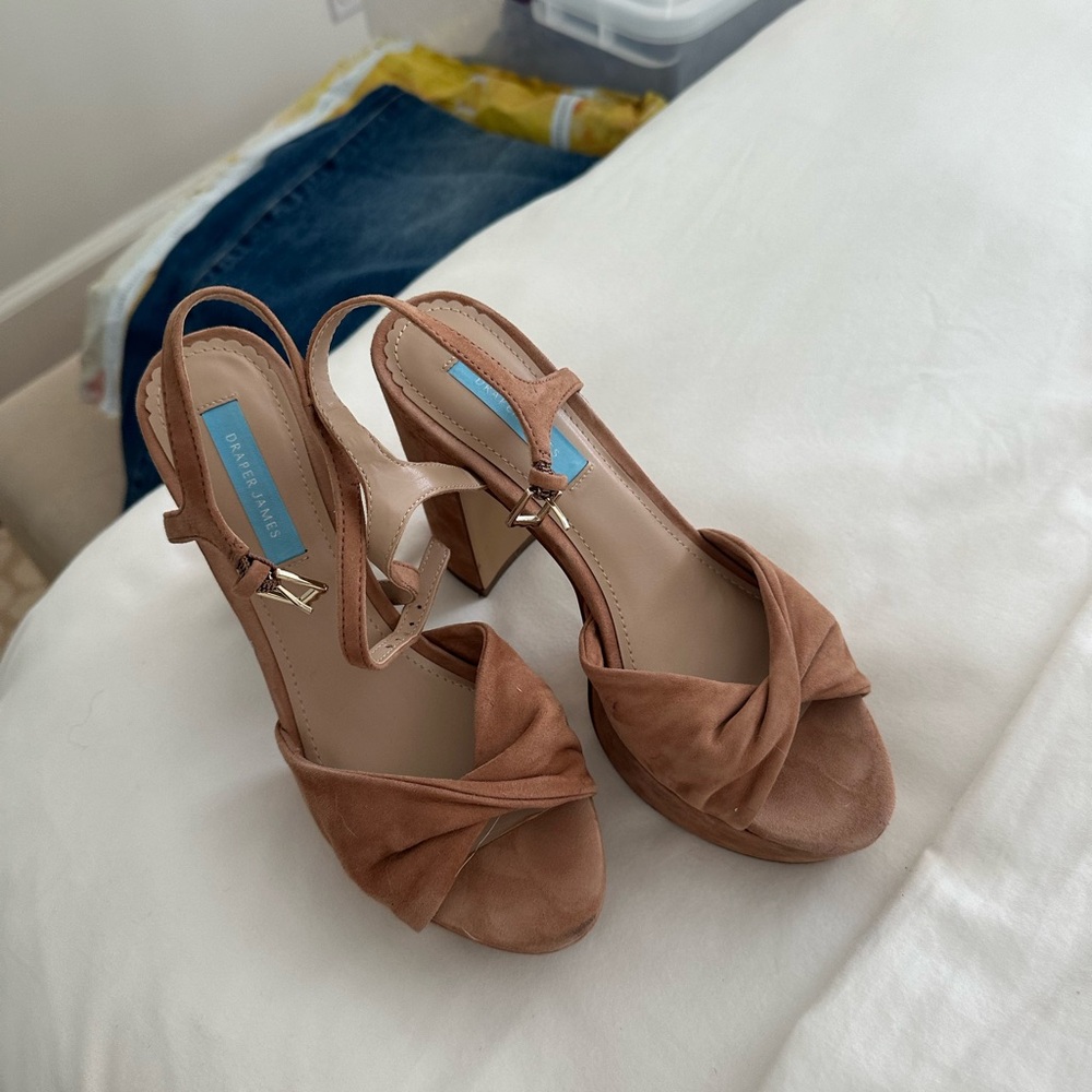 Draper James Tan Suede Heeled Sandals